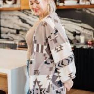 Sew In Love Geometric Southwestern Pattern Open Front Cardigan NWOT Size:  2X